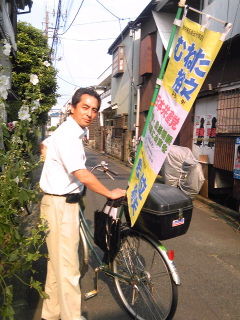 猛暑の中の外回り-７・２原発ゼロへのお誘い